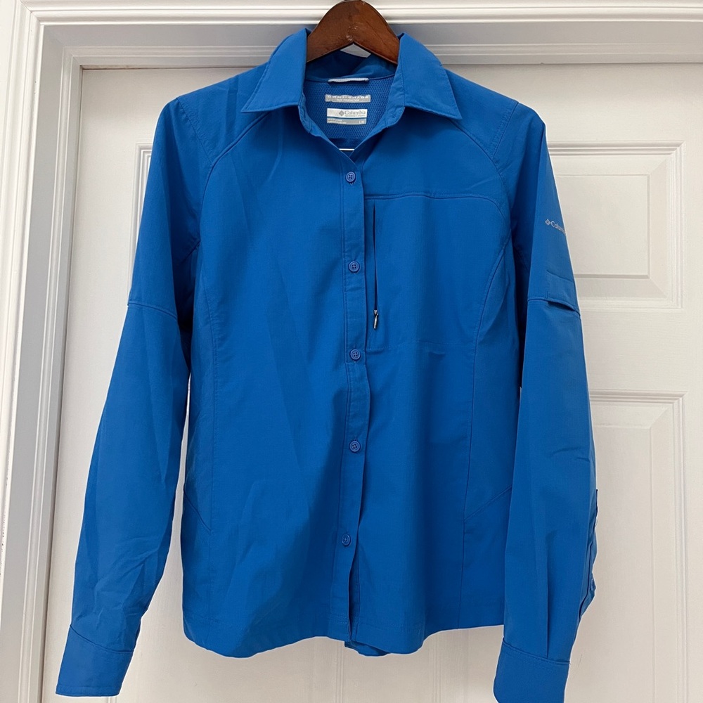 Columbia Vibrant Blue Long Sleeve Shirt, sun protection mens large